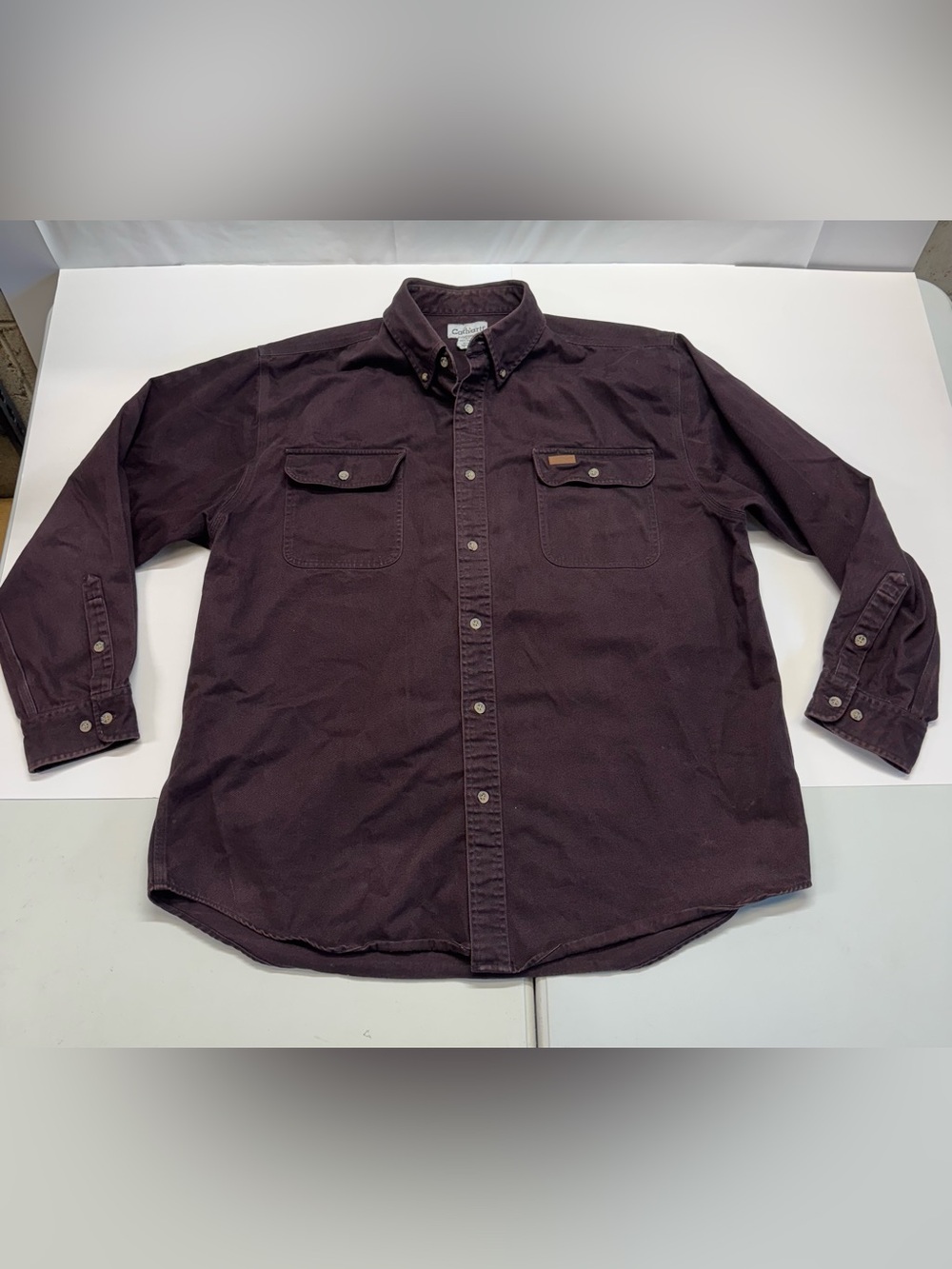 Carhartt Men's Dark Plum Button-Down Work Shirt